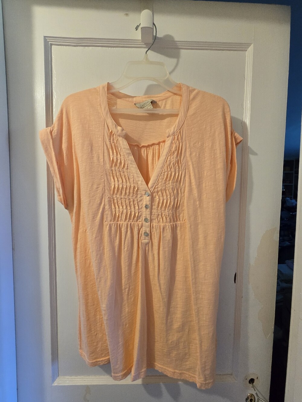 Natural Reflections Peach Pintuck Button-Front Tunic